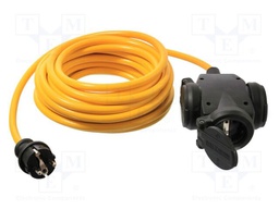 Extension lead; 3G2.5mm2; Sockets: 3; PVC; yellow; 15m; 16A