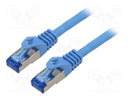 Patch cord; S/FTP; 6a; stranded; CCA; LSZH; blue; 5m; 26AWG; Cores: 8