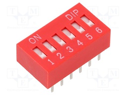 Switch: DIP-SWITCH; Poles number: 6; OFF-ON; 0.025A/24VDC; Pos: 2/6