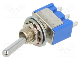 Switch: toggle; Pos: 2; SPDT; ON-ON; 6A/125VAC; Leads: for soldering