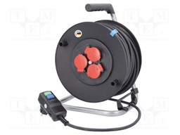 Extension lead; 3G1.5mm2; Sockets: 3; rubber; black; 40m; 16A; PRCD