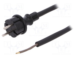 Cable; CEE 7/17 (C) plug,wires; 4.5m; black; rubber; 2x2,5mm2; 16A