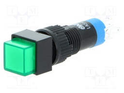 Switch: push-button; Pos: 2; SPDT; 0.5A/250VAC; 1A/24VDC; green