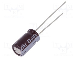 Capacitor: electrolytic; low impedance; THT; 33uF; 35VDC; ±20%