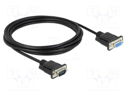 Cable; D-Sub 9pin socket,D-Sub 9pin plug; PVC; Len: 3m; black