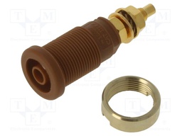 Connector: 4mm banana; socket; 32A; 1kVDC; brown; gold-plated; 39mm