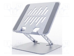 Stand; 10kg; 11÷15.6"; silver; aluminium; 240x215x60mm; laptop