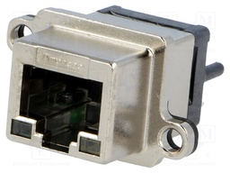 Socket; RJ45; with LED; UL94V-0; IP67; THT; for panel mounting