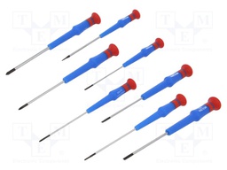 Kit: screwdrivers; Pcs: 8; precision; slot