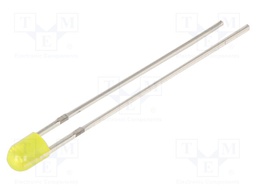 LED; 3mm; yellow; 120÷150mcd; 120°; Front: convex; 2.1÷2.6V; 78mW