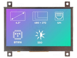 Display: TFT; 4.3"; 480x272; Illumin: LED; Dim: 106.3x68x6.85mm