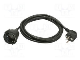 Extension lead; 3G1.5mm2; Sockets: 1; PVC; black; 3m; 16A