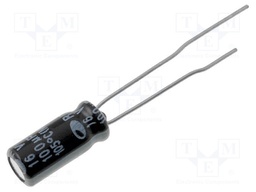 Capacitor: electrolytic; THT; 100uF; 16VDC; Ø5x11mm; Pitch: 2mm