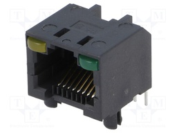 Socket; RJ45; PIN: 8; Cat: 5; with LED,unshielded; Layout: 8p8c; THT
