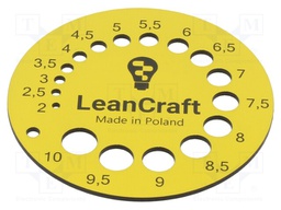 Size gauge; drill bits,screws; yellow