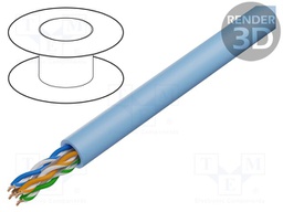 Wire; U/UTP; 4x2x23AWG; 6a; wire; Cu; LSZH; blue; 305m; CPR: Dca