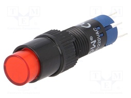 Switch: push-button; Pos: 2; SPDT; 0.5A/250VAC; 1A/24VDC; red; none