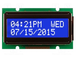 Display: LCD; STN Negative; 12x2; blue; 55.7x32mm; LED; 1x15; 5V