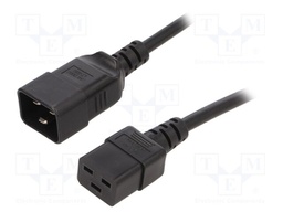 Cable; 3x1.5mm2; IEC C19 female,IEC C20 male; PVC; 5m; black; 16A