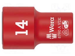 Socket; 6-angles,insulated,socket spanner; HEX 14mm; 1/4"; 1kVAC