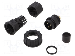 Plug; Connector: circular; size D; male; PIN: 3; gold-plated; 20A