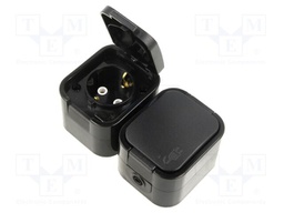 Connector: AC supply; socket; 2P+PE; 250VAC; 16A; grey; wall mount