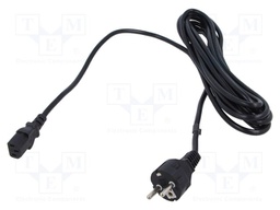 Cable; 3x1mm2; CEE 7/7 (E/F) plug,IEC C13 female; PVC; 5m; black