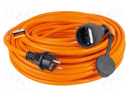 Extension lead; 3G2.5mm2; with flap; Sockets: 1; PUR; orange; 10m