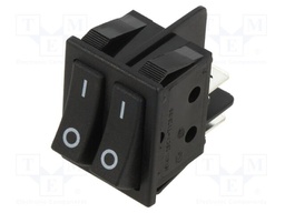 ROCKER; SPST x2; Pos: 2; ON-OFF + ON-OFF; 16A/250VAC; black; none
