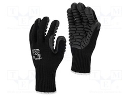 Protective gloves; Size: 10; black; rubber,polyester; tag