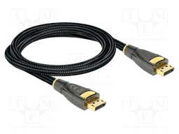 Cable; DisplayPort plug,both sides; textile; DisplayPort 1.2