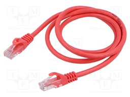 Patch cord; U/UTP; 6; stranded; CCA; PVC; red; 1m; 26AWG; Cores: 8