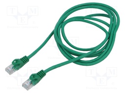 Patch cord; U/UTP; 5e; stranded; CCA; PVC; green; 2m; 26AWG; Cores: 8