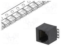 Socket; RJ12; PIN: 6; Cat: 5; Layout: 6p6c; SMT; vertical