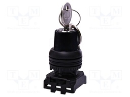 Switch: rotary with key; 22mm; black; IP65; E; Pos: 3; Ø22.5mm