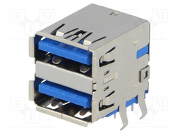 Socket; USB A; on PCBs; THT; angled 90°; double; USB 3.0