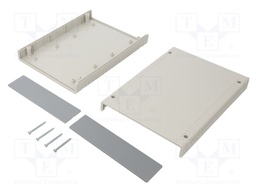 Enclosure: with panel; X: 140mm; Y: 190mm; Z: 40mm; ABS; light grey