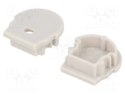 Cap for LED profiles; grey; ABS; Application: UNI12; V: with hole