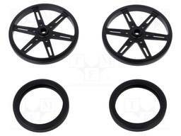 Wheel; black; Pcs: 2; push-in,screw; Ø: 70mm; Shaft dia: 5.8mm; W: 8mm