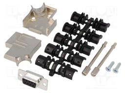 D-Sub; PIN: 9; plug; female; soldering; for cable; black