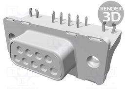 D-Sub; PIN: 9; socket; female; low profile; angled 90°; THT; UNC4-40