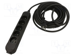 Extension lead; Sockets: 5; PVC; black; 3x1,5mm2; 5m; 16A; PRO
