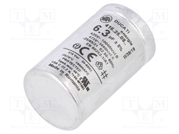 Capacitor: motors, run; 6.3uF; 425VAC; Ø35x60mm; -25÷70°C; ±5%