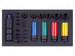 Wrench-set; socket spanner,impact; hex key,Phillips,slot; 1/2"