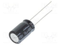 Capacitor: electrolytic; THT; 10uF; 400VDC; Ø10x16mm; Pitch: 5mm