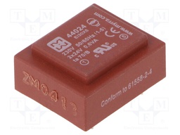 Transformer: encapsulated; 0.6VA; 230VAC; 24V; 24V; 12mA; 12mA