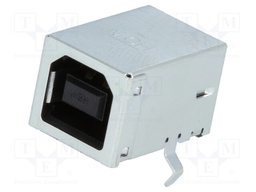 Socket; USB B; on PCBs; THT; PIN: 4; angled 90°; gold flash