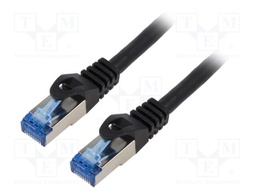 Patch cord; S/FTP; 6a; stranded; CCA; LSZH; black; 3m; 26AWG; Cores: 8