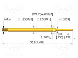Test needle; Spring compression: 4mm; 8mm; 8A; CuBe; gold-plated