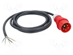 Cable; 5G6mm2; IEC 60309 3P+N+PE plug,wires; rubber; 5m; black